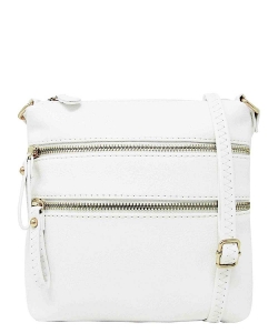 Double Zip Fashion Crossbody Bag WU085 WHITE